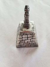 Antique Silver (.900) Ancient Builder Pyramid & Inca Maya Aztec Mexico Bell 132g picture