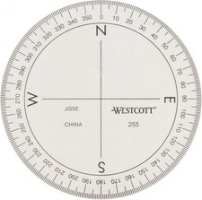 360-Degree Compass Protractor 3.5 Inch Clear Transparent School Geometry Tools picture
