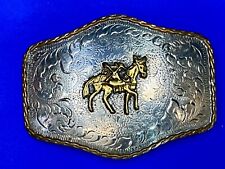 Large Cowboy Trial Horse Belt Buckle - Crown Silver Mfg Jewelers & Silversmiths picture