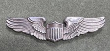 VTG STERLING SILVER WWII USAAF Flyers Pilot Wings Shield Badge Pin WW2 Rare picture