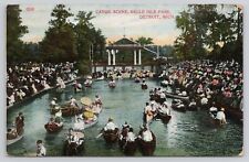 Canoe Scene Belle Isle Park Old Dress Attire Detroit Michigan 1909 Postcard picture