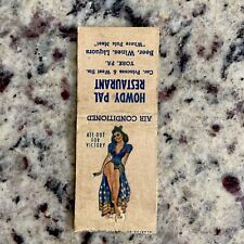 1940s York PA Pin-Up Victory Girl Matchbook Cover Howdy Pal Restaurant Bar WW II picture