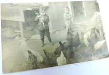 Boy Holding Chickens Vintage RPPC Postcard Unused Unposted Children Farm  picture