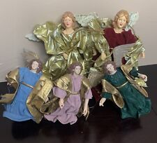 Vintage Lot of 5 Paper Mache Angel Christmas Ornaments  6