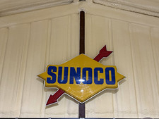 Vintage 1970s Sunoco Gas Station Sign 46.5” x 31.5” Original picture