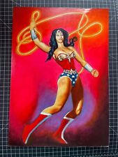 ORIGINAL MARCUS BOAS WONDER WOMAN OIL PAINTING 12X17 ON BOARD picture
