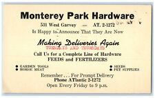 1949 Monterey Park Hardware Making Deliveries Again Monterey Park CA Postal Card picture