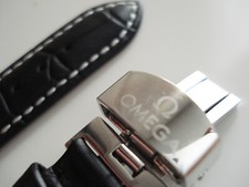 NEW WATCH STRAP Genuine Leather 20mm for OMEGA Black SEAMASTER SPEEDMASTER +GIFT picture