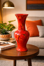 Mid Century Modern California Originals Torrance CA Red Drip lava Glaze 1 foot picture