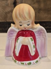 Vintage Christmas Lefton Japan Ceramic Angel Girl Napkin Holiday Card Holder picture