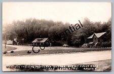 Real Photo Old Trading Post w/ Gas Pumps Lake George Glen Falls NY RP RPPC D131 picture