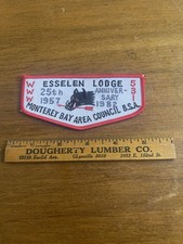Vintage OA Flap Patch~Lodge 531 ESSELEN 25th Anniversary WWW Buy Scout Patch picture
