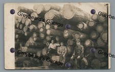 RPPC Logging Pile of Logs Sawmill nr PENN YAN NY New York Real Photo Postcard picture