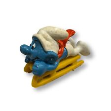 Vintage Smurfs 40201 Bobsled Smurf Sledding 1979 Schleich PVC Figure with Sled picture