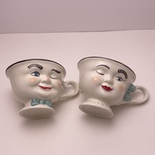 Baileys Vintage 3” Mr &Mrs Yum Winking Face Coffee Mug Set Limited Edition 1996 picture