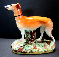 Antique 19th c English Staffordshire Whippet Dog Figurine   6 1/2
