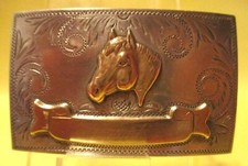 HorseHead AWESOME Comstock SOLID STERLING SILVER Front Western Belt Buckle  picture
