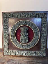 Vintage Zarebski Mayan Aztec Wall Plaque Art Mexico Carved Art Morelos tiki picture
