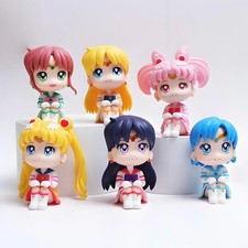 6pcs Anime Sailor Moon Tsukino Usagi Cute Mini Figures Toys Birthday Cake Topper picture