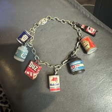 VTG 1939 WORLD'S FAIR HEINZ CRISCO MOBIL OIL Advertising CHARM BRACELET picture