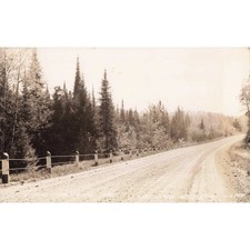 Vintage 1941 Northern Wisconsin Forest Road RPPC Postcard Three Lakes WI picture