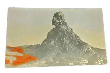 Antique early HAWAII Man Next To Volcano real picture postcard RPPC hand colored picture