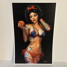 Nathan Szerdy SIGNED Snow White Art Print Disney Pin-Up Tattoos picture