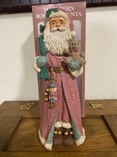 Herald Poly Resin Romance Santa Figure Pink Victorian Christmas Decor w/ Box picture