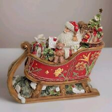 Fitz And Floyd In Sleigh Regal Holiday Santa Music Box Plays Toyland  picture