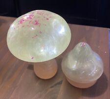 New, Unique, One Of A Kind, Large And Medium Mushroom Set, Lighted Made Of Resin picture