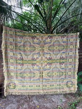 Vintage New Handmade Italian Tapestry Throw Coverlet Fringe Morocco Horse 78x90 picture