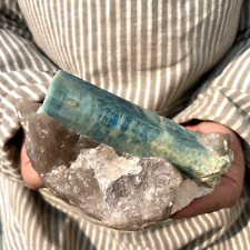 18.0oz Large Natural Prism Aquamarine Crystal Gemstone Rough Mineral Specimen picture