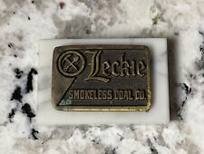 Vintage Leckie Smokeless Coal Mini Brass Plaque on Marble Base Coal Mining Rare picture