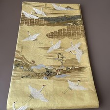 Fukuro Obi Gold Silk Hokusai 36 Views of Mt Fuji Crane Zentsu 428cm Beautiful JP picture