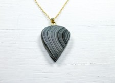 Fordite Necklace - 27.45mm x 22.58mm x 4.84mm - Gold Colored Chain     (N-176) picture