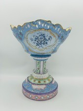 Vtg Huge RARE Dresden Porcelain Reticulated Cameo Compote picture
