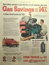 '52 Ford Trucks Commercial Business Work Delivery Garage Vintage Print Ad 1952 picture