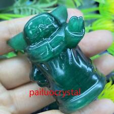 1pc Green cat's eye Yoda Skull Quartz Crystal Skull Carved Figurines Gem 2