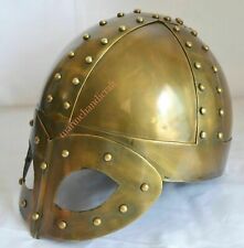 Viking Mask Deluxe Brass Antique Finish Medieval Helmet picture