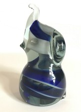 Art Glass Blue White Swirl Elephant Figurine 4.25