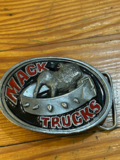 Vintage 1996 Mack Trucks Bulldog Oval Belt Buckle C&J Inc. Made in USA picture