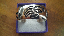 Navajo Sterling Silver Bear Paw Cuff Bracelet by Atkinson Trading Co ~ 62 Gram picture