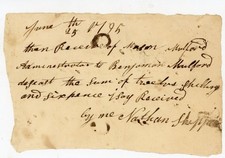 1795 Handwritten Receipt Signed Nathan Shepard to Benjamin Mulford Hopewell NJ picture