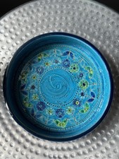 Vintage Blue Flower Bowl by Aldo Londi for Bitossi 1960s McM Retro Decor picture
