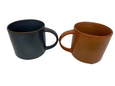 Two Starbucks 2013 Glazed Blue & Glazed Brown 14oz Stackable Coffee Mugs  picture