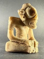 AMAZING ANCIENT PRE COLUMBIAN STONE CARVED TAINO BEHIQUE SEATED CIRCA 900AD picture