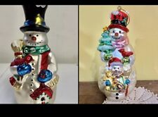Vintage Kurt Adler Set of 2 Christmas Snowman Glass Figurines Big Decor picture