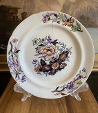 DAVENPORT England Floral PLATE Antique Rivets Staple Repair 1805-1820 picture