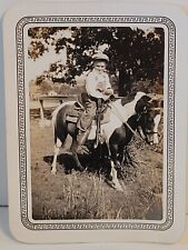 Vintage Black & White Photograph Little Boy On Pony Horse San Antonio Texas 1937 picture