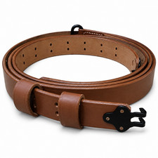 M1907 Leather Rifle Sling for M1 Garand WWII Style Metal Hardware Copper Rivets picture